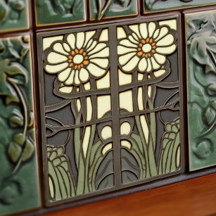 Primrose Art Deco Floral Wall Decor Art Nouveau Tile