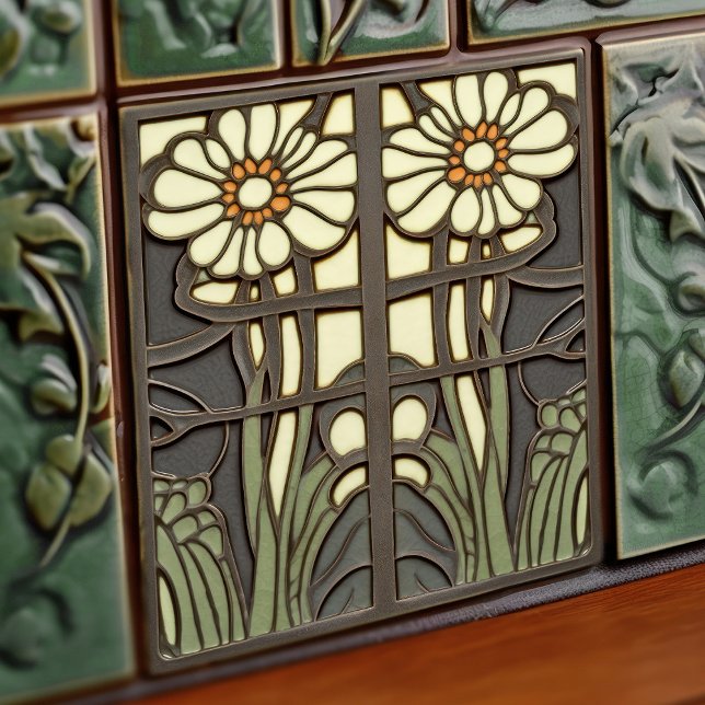 Primrose Art Deco Floral Wall Decor Art Nouveau Tile (Creator Uploaded)