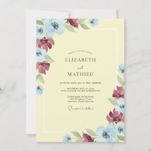Primrose Burgundy Painted Wedding Invitation