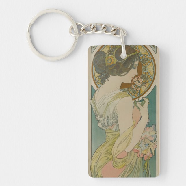 Primrose by Alphonse Mucha (1899) Key Ring (Front)