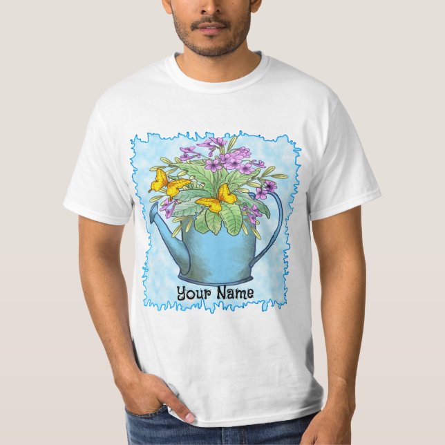 Primrose flowers Watercan T-Shirt (Front)