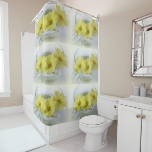 primrose in a coffee cup shower curtain