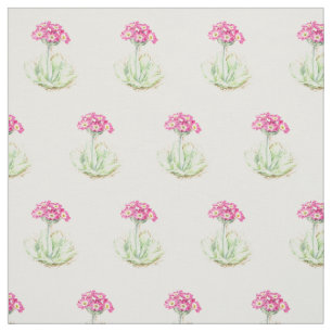 Primrose watercolor botanical art printed fabric
