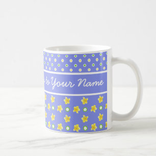 Primroses Coffee Mug: Personalise: Blue Polka Dots Coffee Mug