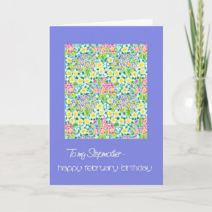Primroses February Birthday Card for a Stepmother
