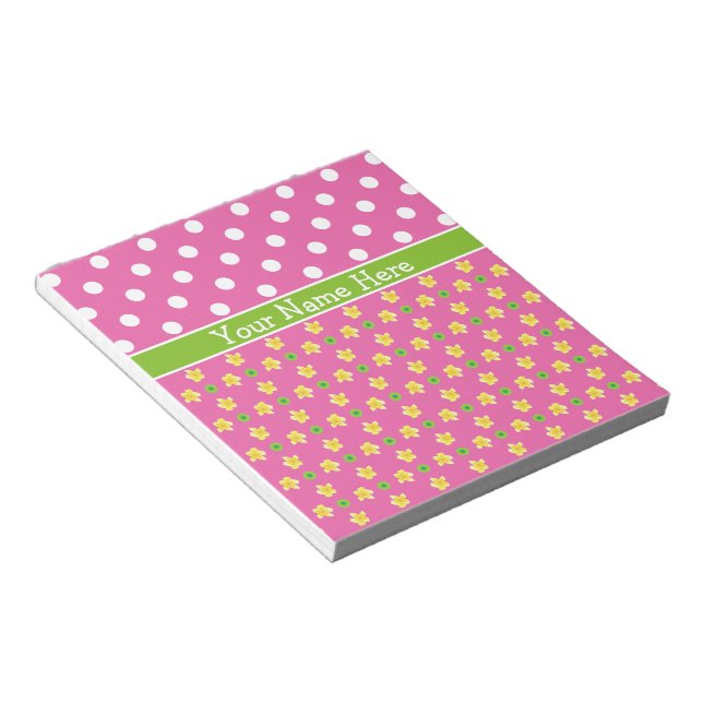 Primroses Notepad to Personalise: Pink Polka Dots (Angled)