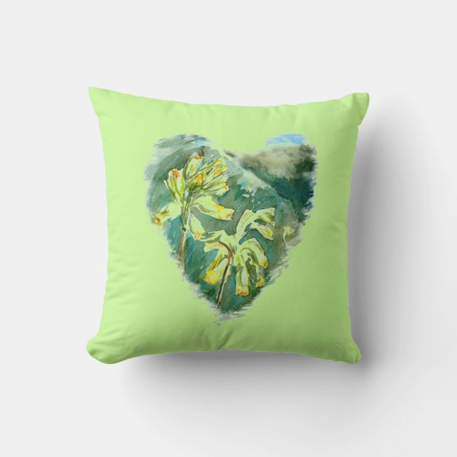 Primula Heart  by Alexandra Cook Cushion (Front)