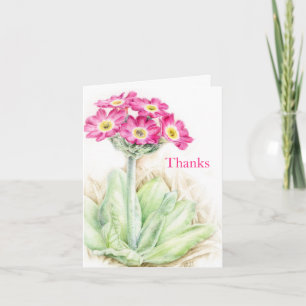 Primula primrose pink wedding thank you card
