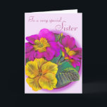 Primula sister floral birthday card<br><div class="desc">Personalise this fine art card for an extra special touch to suit your requirements. This pretty card reads: “To a very special Sister”.




com.au</div>