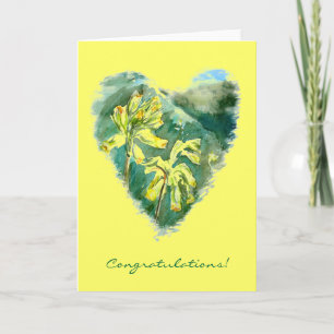 Primula veris Green Heart Congratulations card