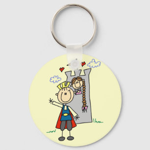 Prince and Girl in Tower Tshirts and Gifts Key Ring