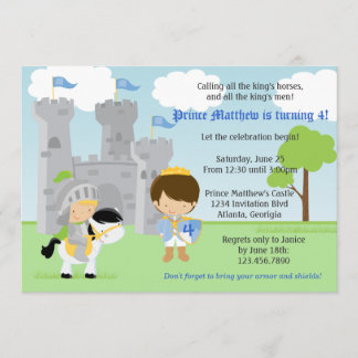 Prince and Knight Kids Birthday Party Invitation