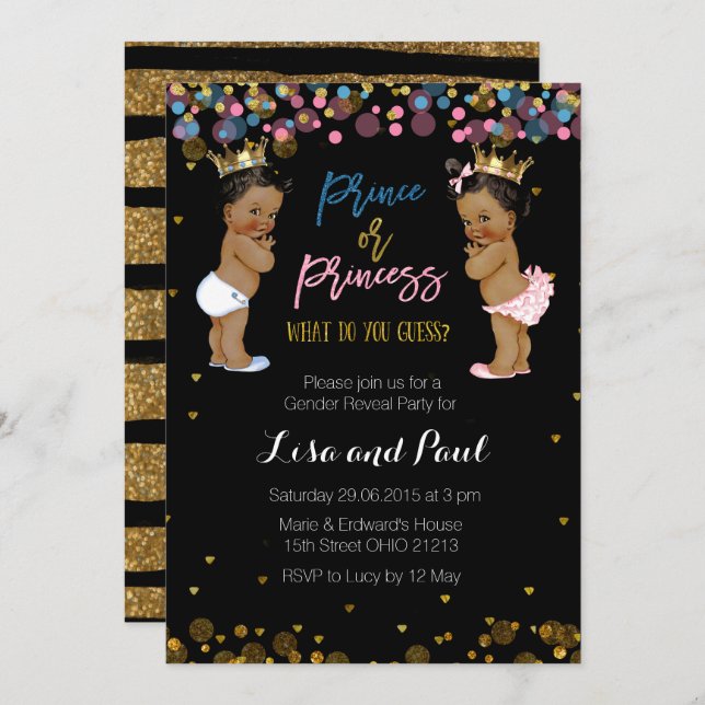Prince and princess Gender Reveal invitation (Front/Back)