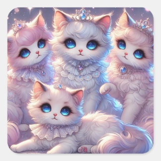 Prince and Princess Royal Cats Square Sticker