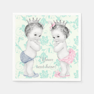 Prince and Princess Twin Baby Shower Napkin