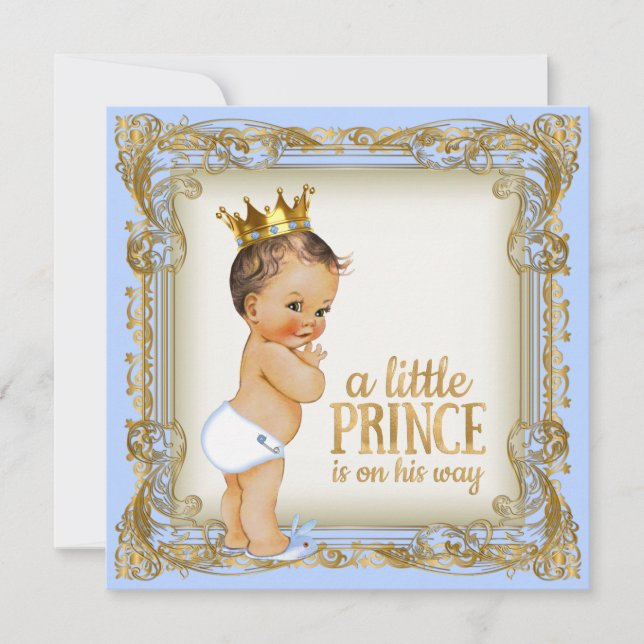 Prince Baby Shower Baby Blue Invitation (Front)