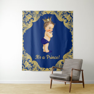 Prince Baby Shower Backdrop Tapestry