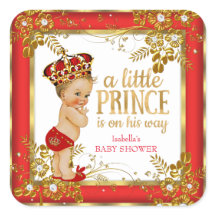 Prince Baby Shower Boy Red Gold White Blonde