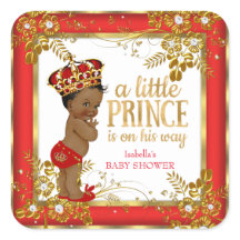 Prince Baby Shower Boy Red Gold White Ethnic