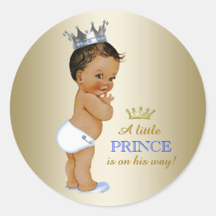 Prince Baby Shower Classic Round Sticker