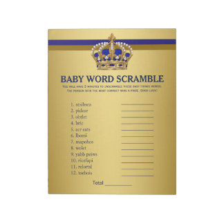 Prince Baby Shower Games Prince Word Scramble Notepad