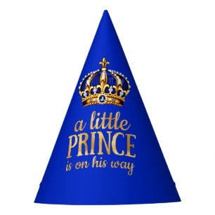 Prince Baby Shower Gold Crown Royal Blue Party Hat