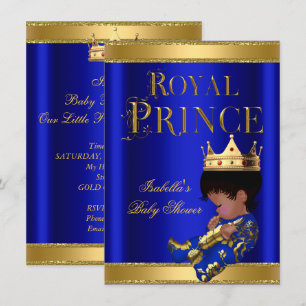 Prince Boy Baby Shower Blue Ethnic GOLD Invitation