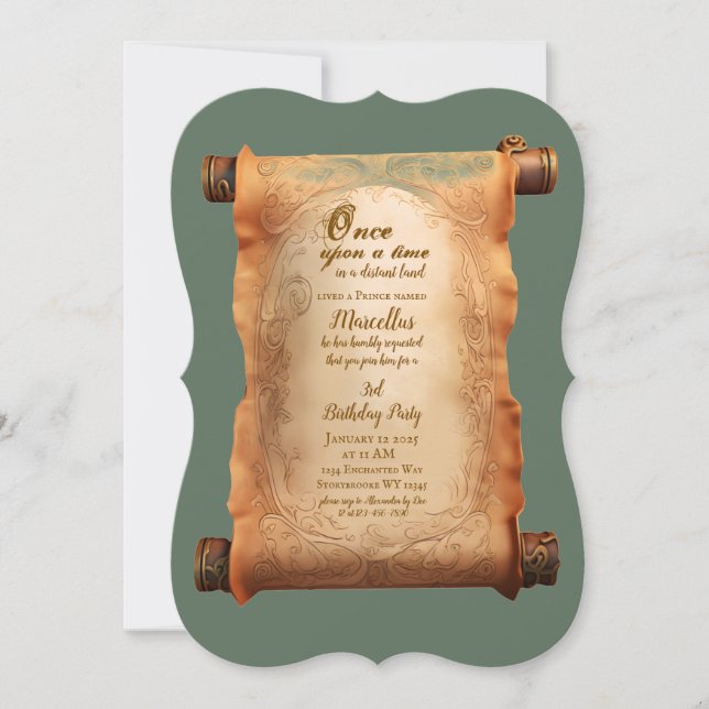 Prince Boys Third Party Birthday Invitation (Front)