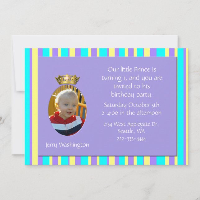 Prince Charming Crown Birthday Party Invitation (Front)