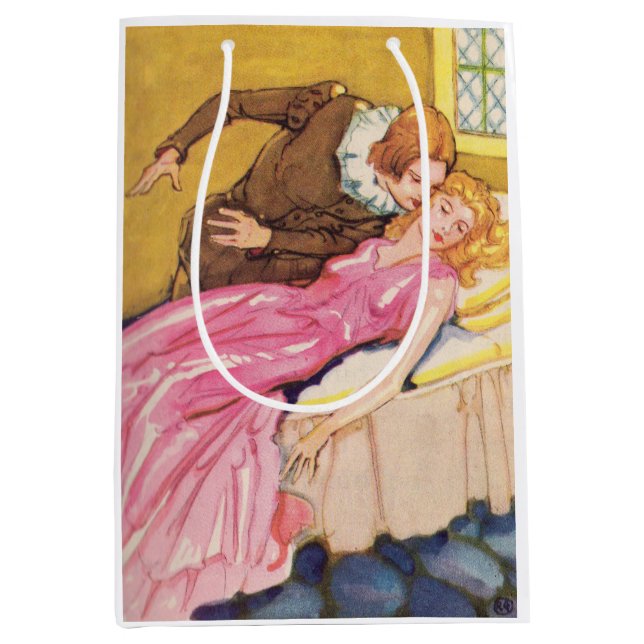 Prince Charming kissing Sleeping Beauty Medium Gift Bag (Front)