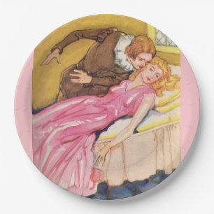 Prince Charming kissing Sleeping Beauty Paper Plate