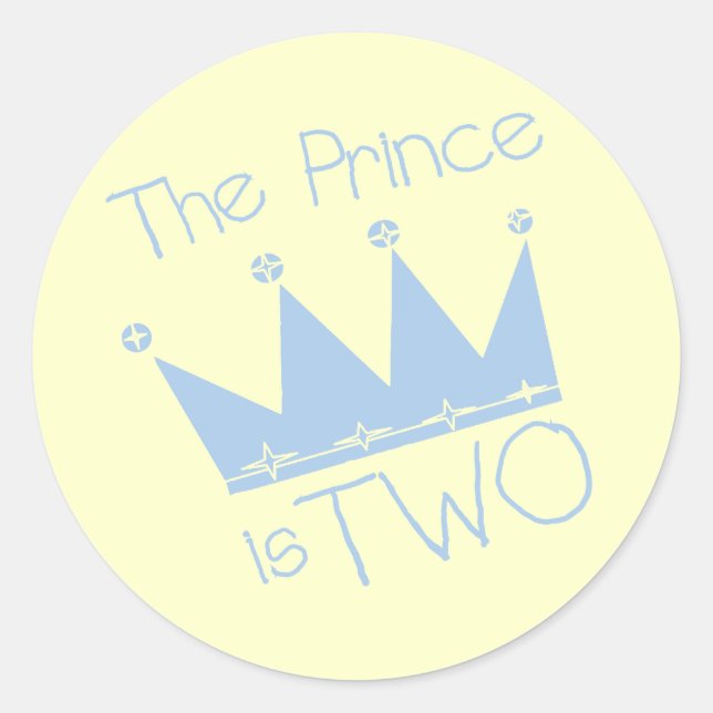 Prince Crown 2nd Birthday tshirts and Gifts Classic Round Sticker (Front)
