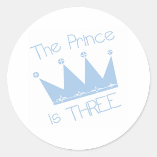 Prince Crown 3rd Birthday Classic Round Sticker