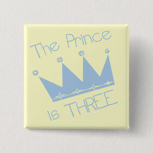 Prince Crown 3rd Birthday Tshirts and Gifts 15 Cm Square Badge