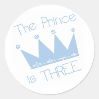 Prince Crown 3rd Birthday Tshirts and Gifts Classic Round Sticker