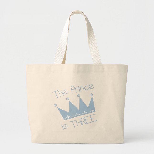 Prince Crown 3rd Birthday Tshirts and Gifts Large Tote Bag (Front)