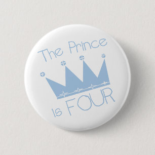 Prince Crown 4th Birthday Tshirts and Gifts 6 Cm Round Badge