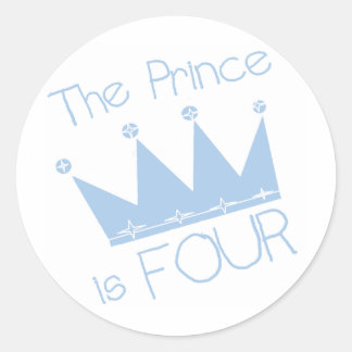 Prince Crown 4th Birthday Tshirts and Gifts Classic Round Sticker
