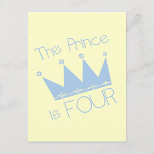Prince Crown 4th Birthday Tshirts and Gifts Postcard