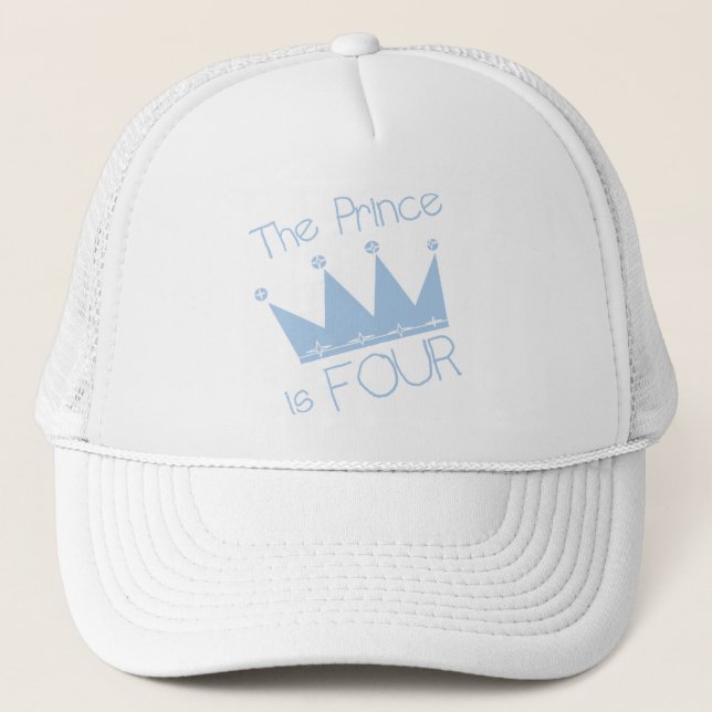 Prince Crown 4th Birthday Tshirts and Gifts Trucker Hat (Front)
