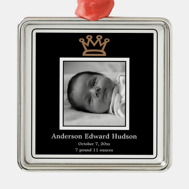 Prince Crown Baby Boy Photo Ornament (Front)