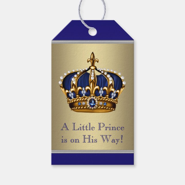 Prince Crown Baby Shower Gift Tags (Front)