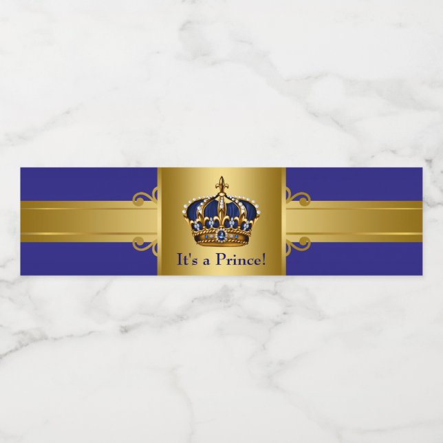 Prince Crown Baby Shower Water Bottle Labels (Single Label)
