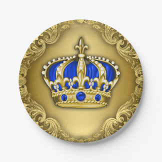 Prince Crown Royal Blue Prince Baby Shower Paper Plate