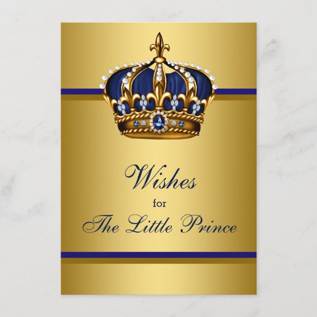 Prince Crown Wishes for Baby Boy Baby Shower Advice Card (Front)