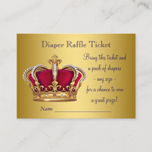 Prince Diaper Raffle Tickets Enclosure Card (Front)