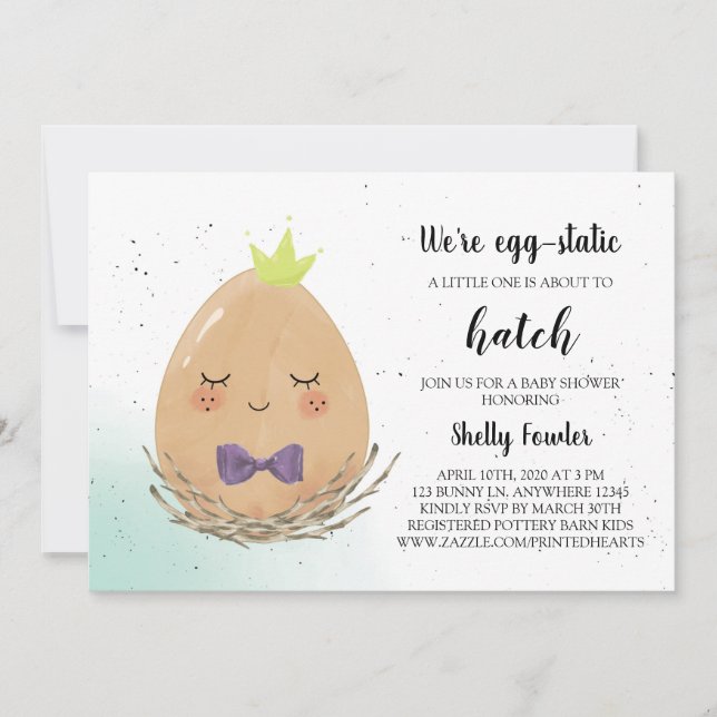 Prince Easter Baby Shower Invitation - Brown Egg (Front)