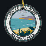 Prince Edward Island National Park Beach Badge Ceramic Tree Decoration<br><div class="desc">Prince Edward Island National Park vector art design. The Park is situated along the island's north shore,  fronting the Gulf of St. Lawrence.</div>