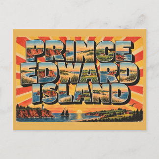 Prince Edward Island Red Cliffs Green Hills Art Postcard
