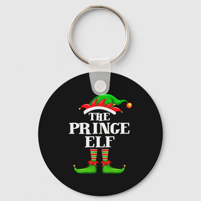 Prince Elf Matching Family Group Christmas Party P Key Ring (Front)